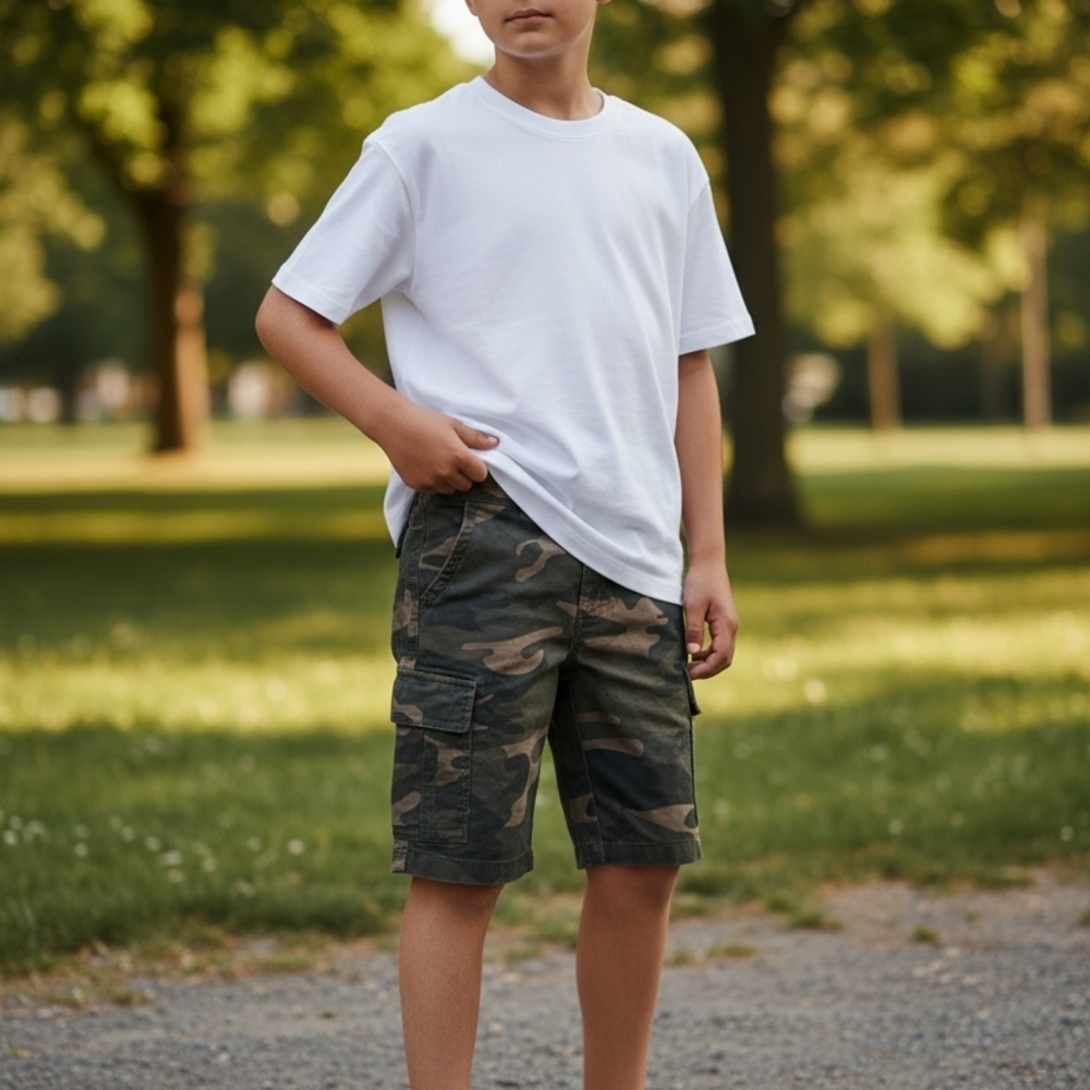 Men's Green Camouflage Cargo Shorts